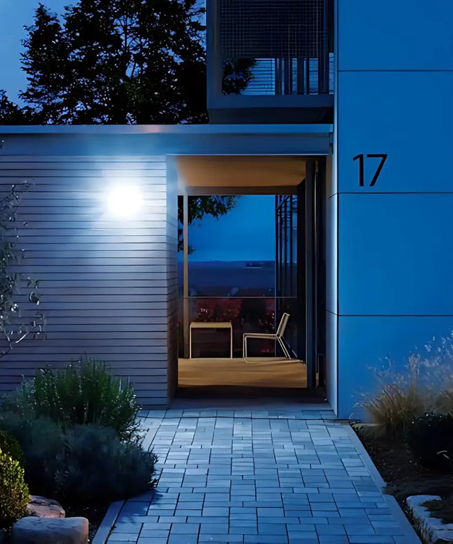 Domus MURO-13S - Twin Pack 13W LED Single Head Exterior Spotlight With Sensor Silver - OUTDOOR