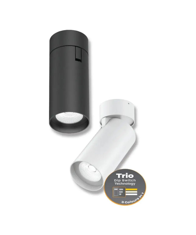 Domus PISTOL-15/25-TRIO - 15W/25W LED Tri-Colour Dimmable Adjustable Surface Mount Downlight-DOWNLIGHTS-Domus Lighting