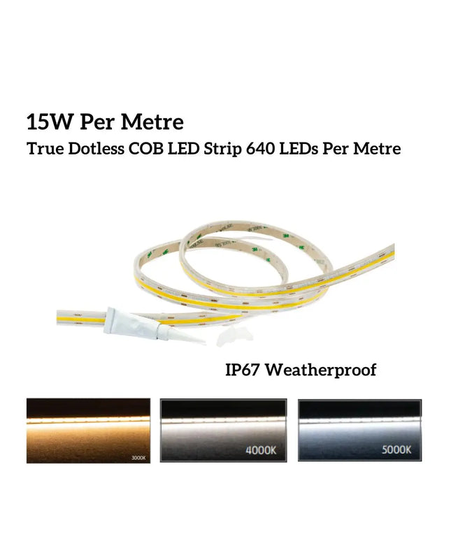 Domus PLEX-COB-15-IP67 - 15W LED Per Metre 640LED True Dotless Striplight IP67 24V - DRIVER REQUIRED - LEDSTRIP
