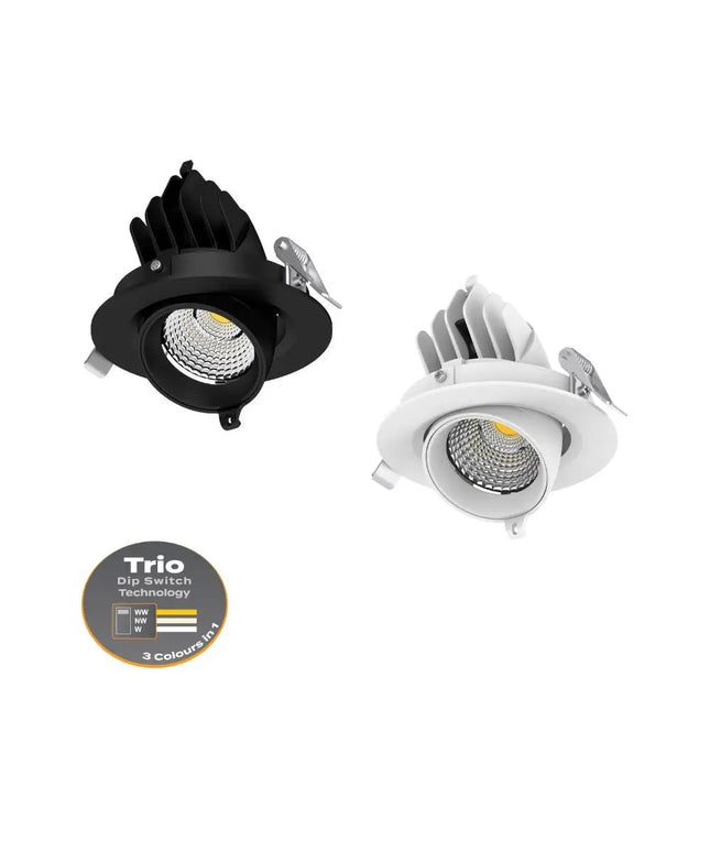 Domus SCOOP-13-TRIO - Round 13W Adjustable LED Tri-Colour Dimmable Downlight 240V - TRIO Domus, DOWNLIGHTS, domus-scoop-13-trio-round-13w-adjustable-led-tri-colour-dimmable-downlight-240v-tri