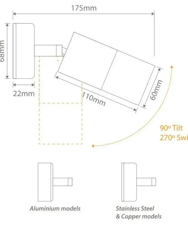 Domus SHADOW-1-ADJ - 6W GU10 Exterior Adjustable LED Spotlight IP65-OUTDOOR-Domus