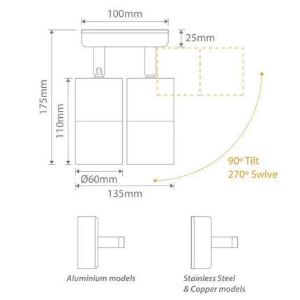 Domus SHADOW-2-ADJ - 2x6W GU10 Exterior Adjustable LED Spotlight IP65-OUTDOOR-Domus