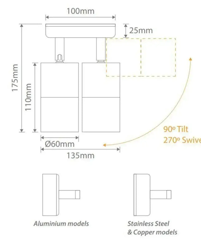Domus SHADOW-2-ADJ - 2x6W GU10 Exterior Adjustable LED Spotlight IP65-OUTDOOR-Domus