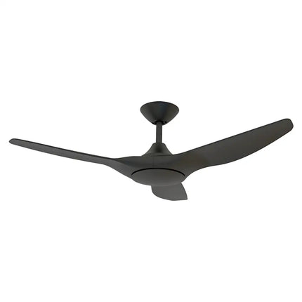 Black ceiling fan on a white background