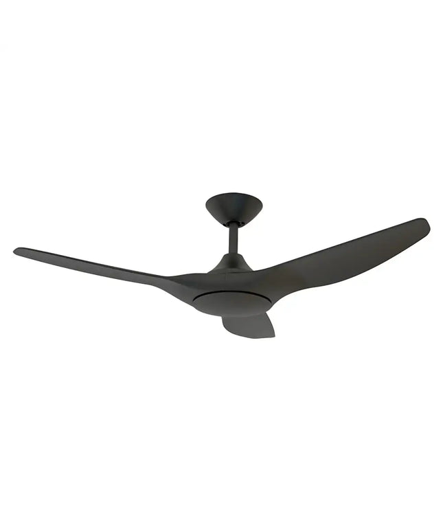 Black ceiling fan on a white background