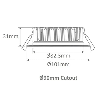 Domus TEK 13W Tricolour LED Downlight 90mm - DOWNLIGHTS