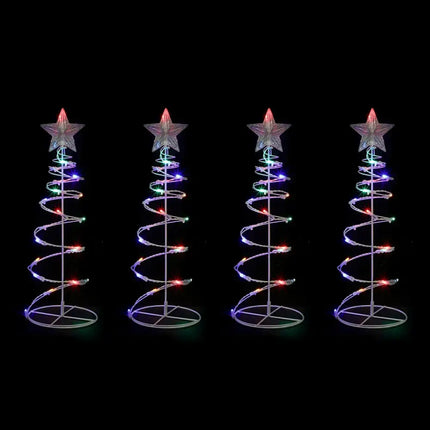 Dual Power Set of 4 Spiral Trees Path Light-Christmas Path Light-Lexi Lighting