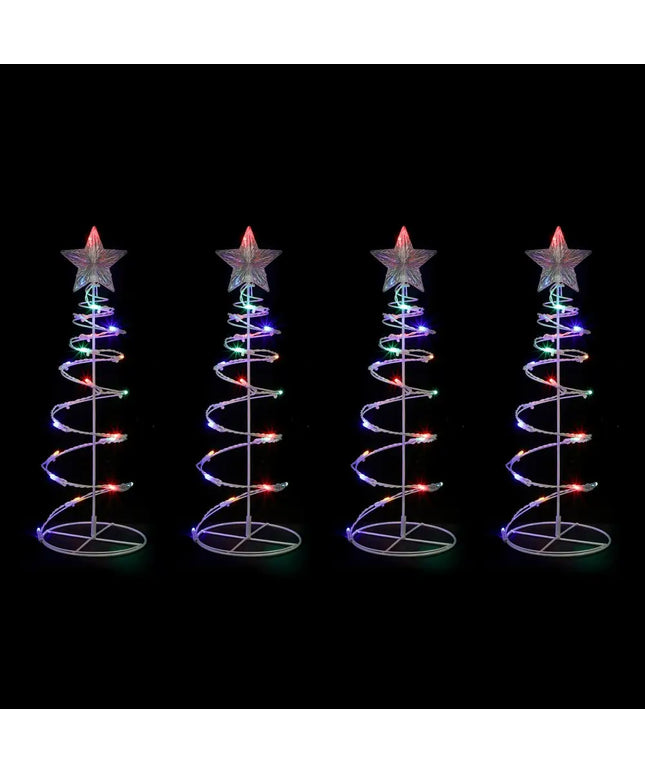 Dual Power Set of 4 Spiral Trees Path Light-Christmas Path Light-Lexi Lighting