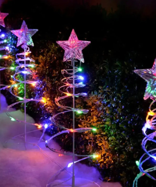 Dual Power Set of 4 Spiral Trees Path Light-Christmas Path Light-Lexi Lighting