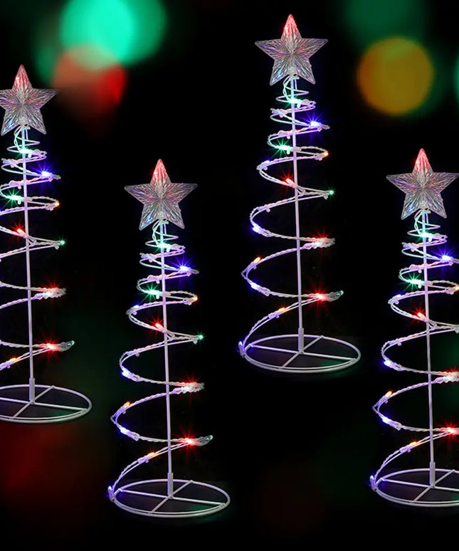 Dual Power Set of 4 Spiral Trees Path Light-Christmas Path Light-Lexi Lighting