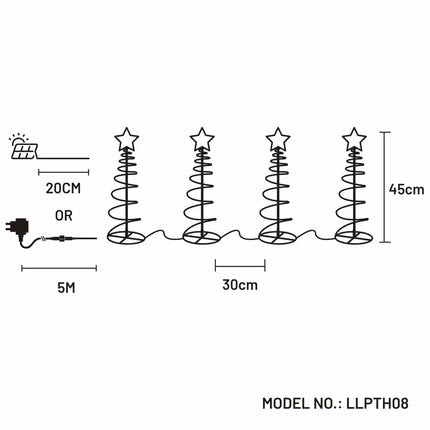 Dual Power Set of 4 Spiral Trees Path Light-Christmas Path Light-Lexi Lighting