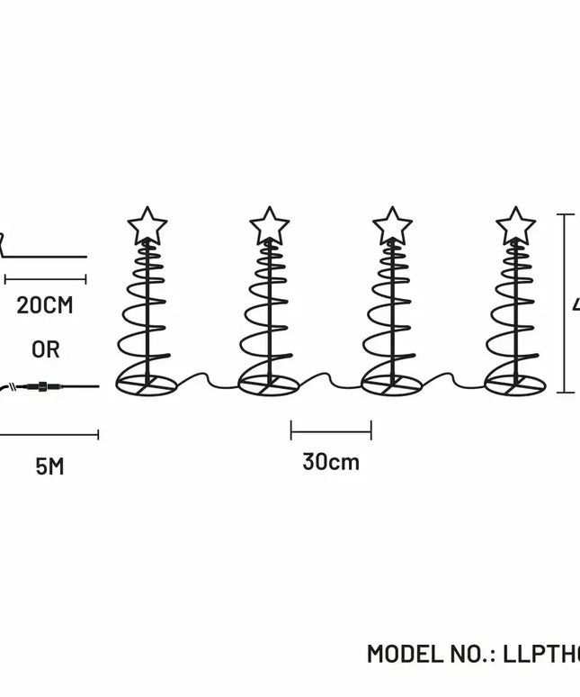 Dual Power Set of 4 Spiral Trees Path Light-Christmas Path Light-Lexi Lighting