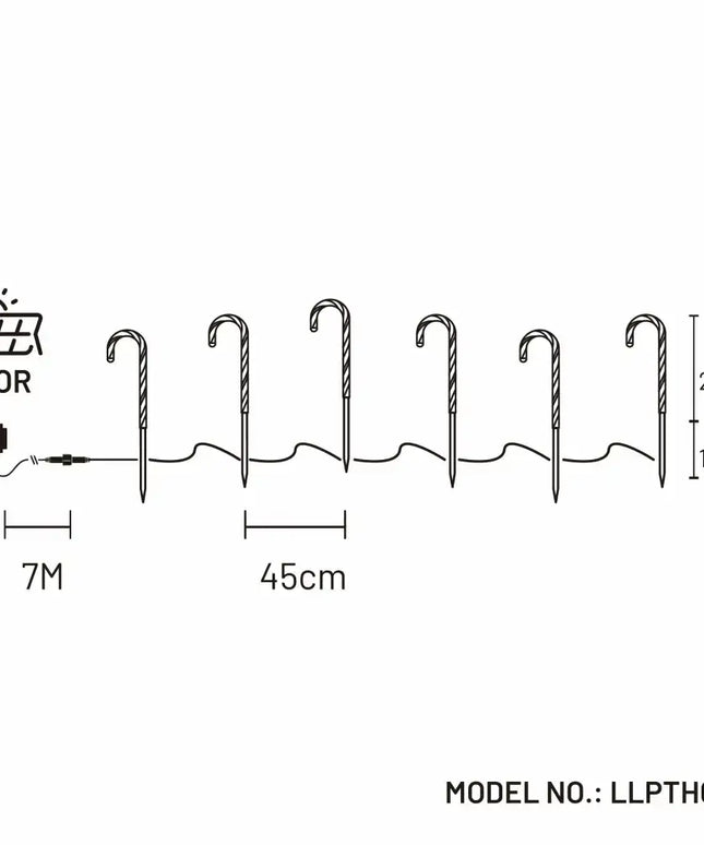 Dual Power Set of 6 LED Candy Cane Stakes-Christmas Path Light-Lexi Lighting