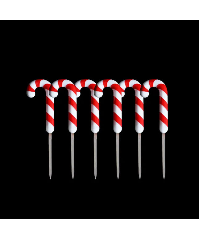 Dual Power Set of 6 LED Candy Cane Stakes-Christmas Path Light-Lexi Lighting