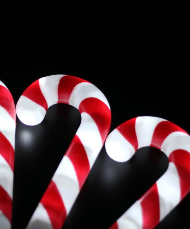 Dual Power Set of 6 LED Candy Cane Stakes-Christmas Path Light-Lexi Lighting