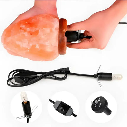 Handcrafted 1-2kg natural Himalayan salt lamp with a rustic timber base. Sydney Australia