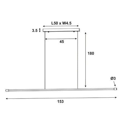 Edge Black Tri-Colour Dimmable LED Linear Pendant.