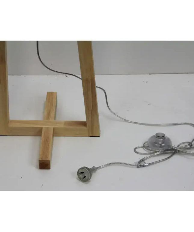 Edra 1 Light Floor Lamp Timber With White Cotton Shade - OL93533WH-Floor Lamps-Oriel Lighting