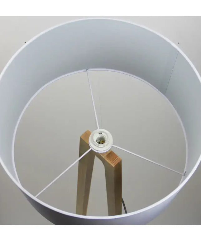 Edra 1 Light Floor Lamp Timber With White Cotton Shade - OL93533WH-Floor Lamps-Oriel Lighting