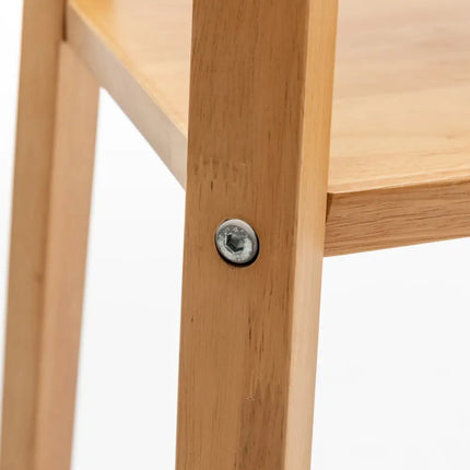 Eiffel 3 Tier Natural Wood Floor Lamp w/ Storage Shelves + Off White Linen Shade - Home & Garden > Lighting