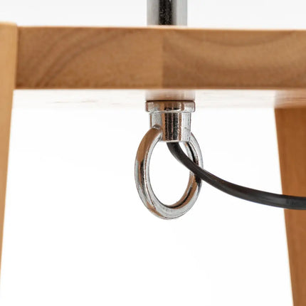 Eiffel 3 Tier Natural Wood Floor Lamp w/ Storage Shelves + Off White Linen Shade - Home & Garden > Lighting