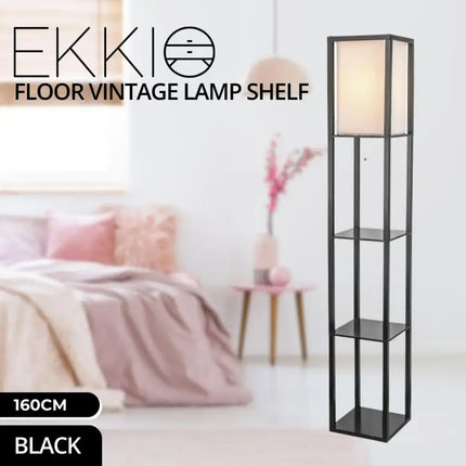 EKKIO Floor Vintage Lamp Shelf 160CM (Black) EK-FLS-100-MY - Home & Garden > Lighting