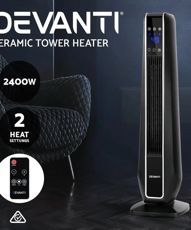 Electric Ceramic Tower Heater 2400W - Appliances > Heaters