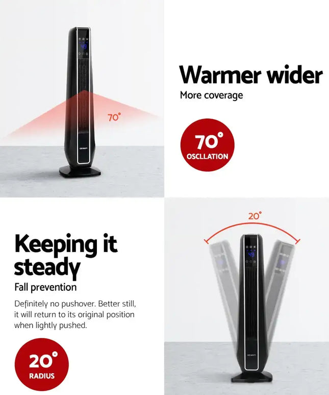 Electric Ceramic Tower Heater 2400W - Appliances > Heaters