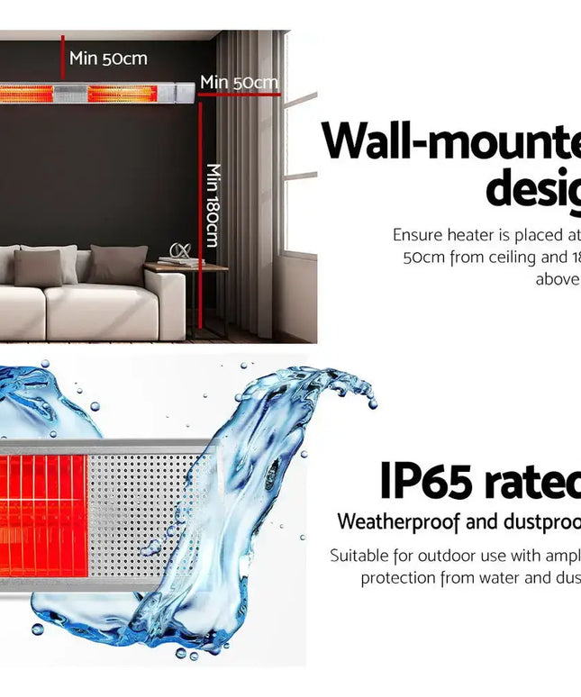 Electric Strip Heater Infrared Radiant Heaters 3000W - Appliances > Heaters