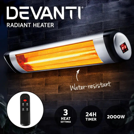 Electric Strip Heater Radiant Heaters 2000W - Remote Control - Appliances > Heaters