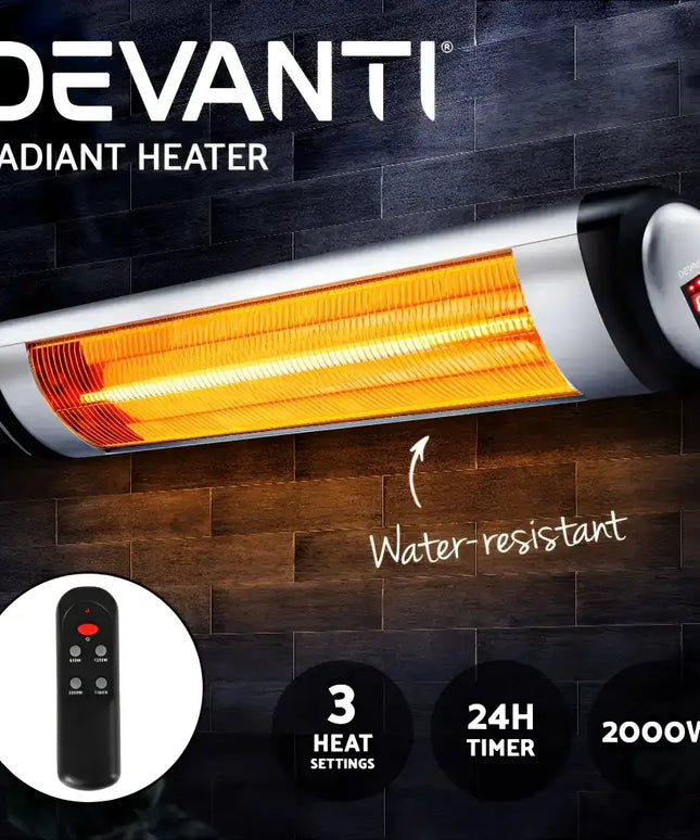 Electric Strip Heater Radiant Heaters 2000W - Remote Control - Appliances > Heaters