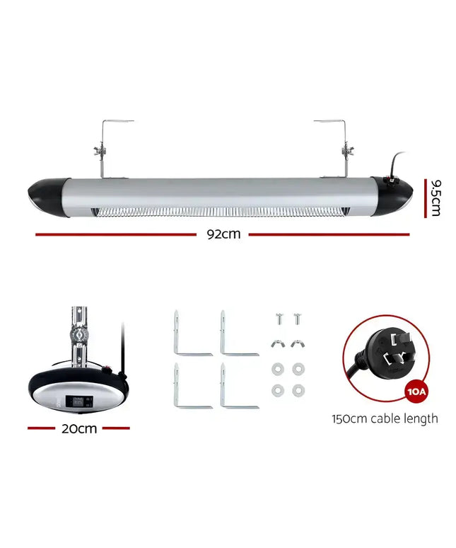 Electric Strip Heater Radiant Heaters 2000W - Remote Control - Appliances > Heaters