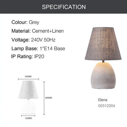 ELENA Elegant Modern Table Lamp Concrete E14 Lamp Base-Table Light-Dropli