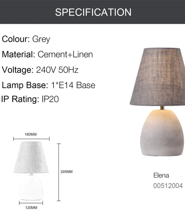 ELENA Elegant Modern Table Lamp Concrete E14 Lamp Base-Table Light-Dropli