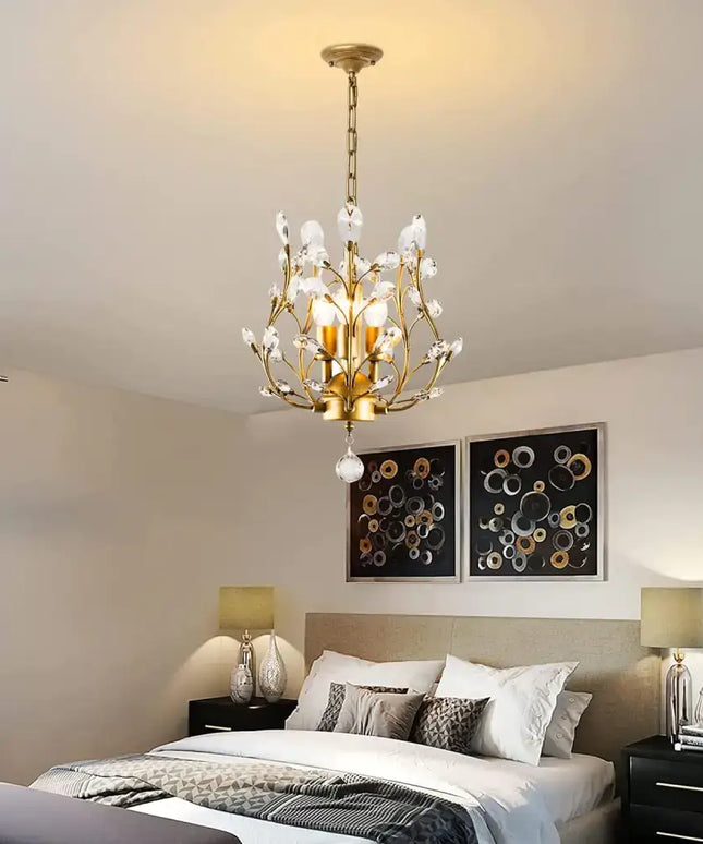 ELIZABETH 3 Light Gold Vintage Crystal Chandelier - Home & Garden > Lighting
