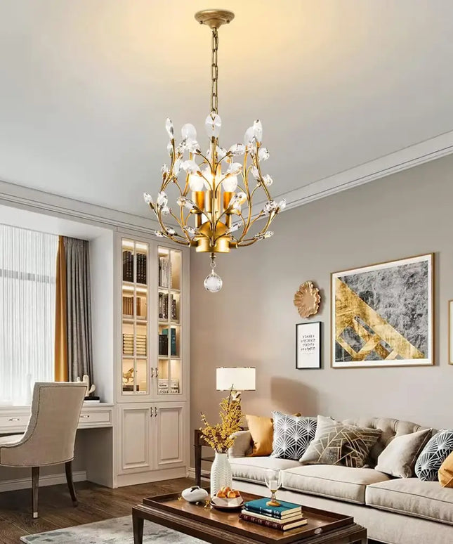 ELIZABETH 3 Light Gold Vintage Crystal Chandelier - Home & Garden > Lighting