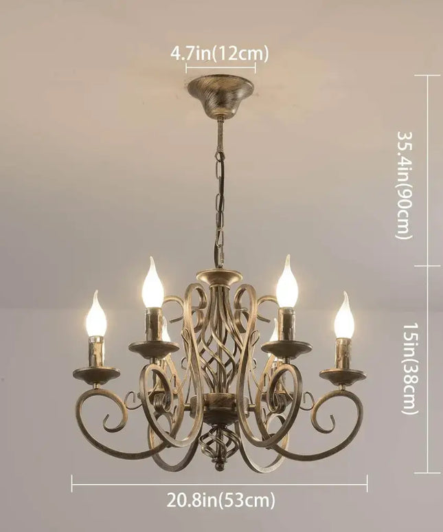 French Country Chandelier 6 Lights Rustic - Home & Garden > Lighting