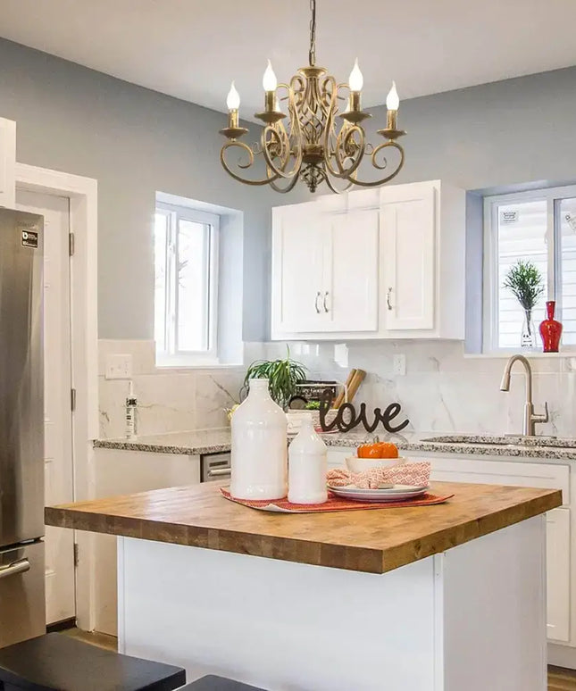 French Country Chandelier 6 Lights Rustic - Home & Garden > Lighting