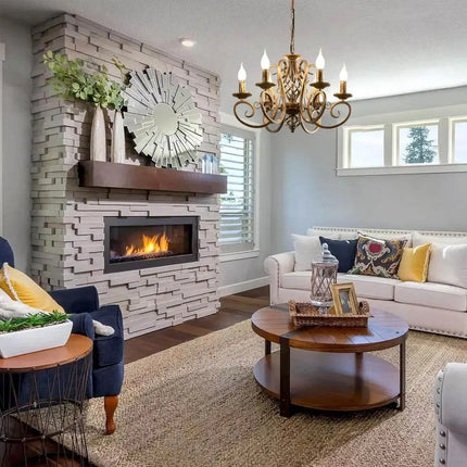 French Country Chandelier 6 Lights Rustic - Home & Garden > Lighting