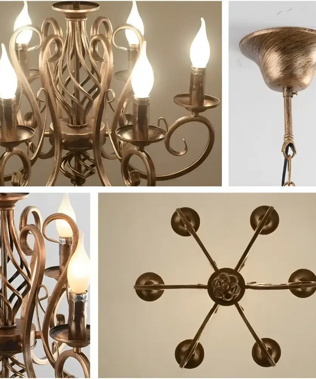 French Country Chandelier 6 Lights Rustic - Home & Garden > Lighting