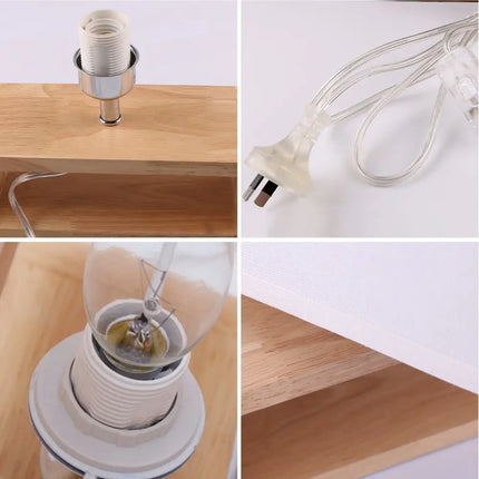 EMIKO Cotemporary Nordic Stype Table Lamp Wood Base E27 White-Table Light-Dropli