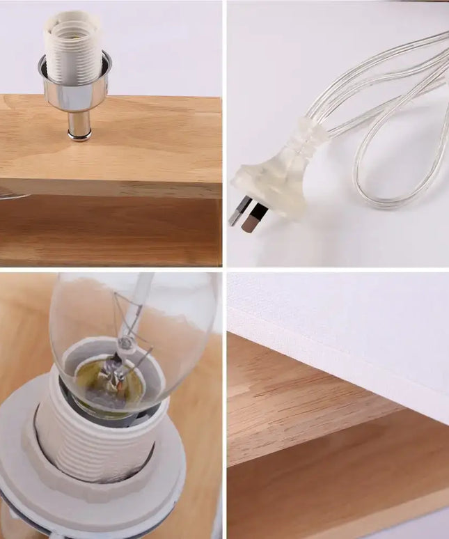 EMIKO Cotemporary Nordic Stype Table Lamp Wood Base E27 White-Table Light-Dropli