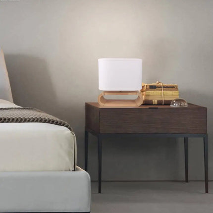 EMIKO Cotemporary Nordic Stype Table Lamp Wood Base E27 White-Table Light-Dropli