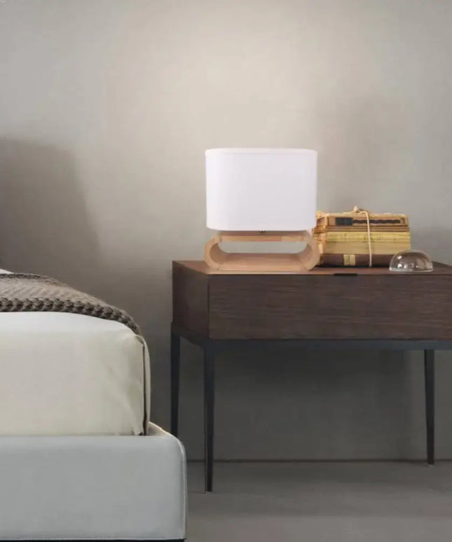 EMIKO Cotemporary Nordic Stype Table Lamp Wood Base E27 White-Table Light-Dropli