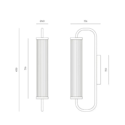 ESTRIADO Matte Brass 6W LED Fluted Glass Wall Light-Wall Light-Lighting Creations