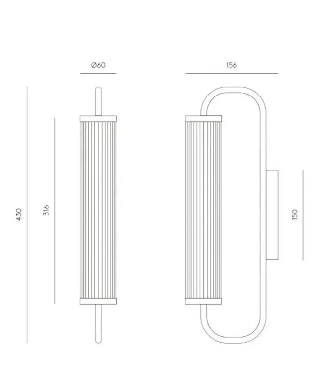 ESTRIADO Matte Brass 6W LED Fluted Glass Wall Light-Wall Light-Lighting Creations