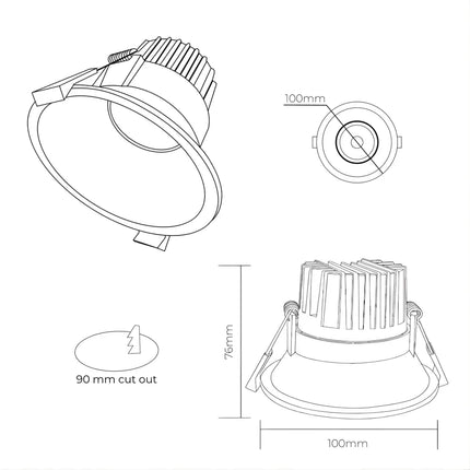 Eureka 12W Tri-Colour Dimmable LED Downlight - 90mm Cut Out - Home & Garden > Lighting > Ceiling Lights