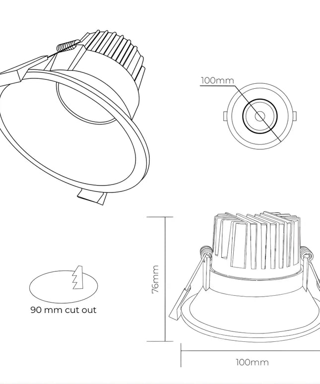 Eureka 12W Tri-Colour Dimmable LED Downlight - 90mm Cut Out - Home & Garden > Lighting > Ceiling Lights