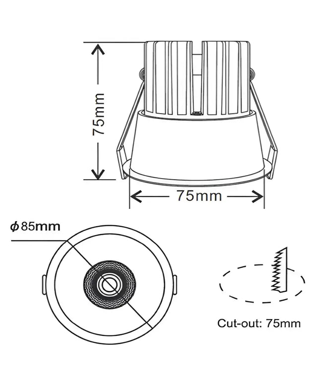 12W Tri-Colour Dimmable LED Downlight | 90mm Cut Out | Eureka Elite