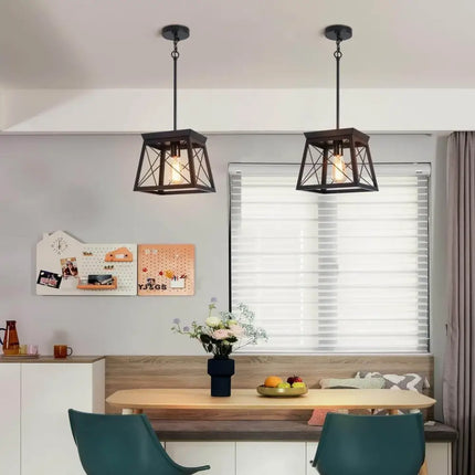 Farmhouse Pendant Light Rustic Lantern Chandelier Black - Home & Garden > Lighting